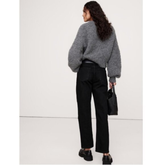 NEW Banana Republic Ultra High-Rise Straight Jeans 30/10 TALL Black Wash RAW HEM - Picture 2 of 12